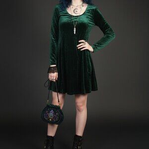 The Pyramid Collection Emerald Green Velvet Dress Whimsigoth Forest Fairy Large